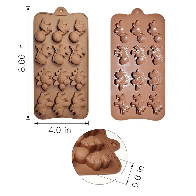 homEdge 12-Cavity Dinosaur Chocolate Mold, Set of 4PCS Non Stick Silicone Dinosaur Mold for Candy Chocolate Jelly, Ice Cube - Image 5